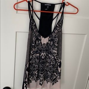 Black and blush patterned tank top